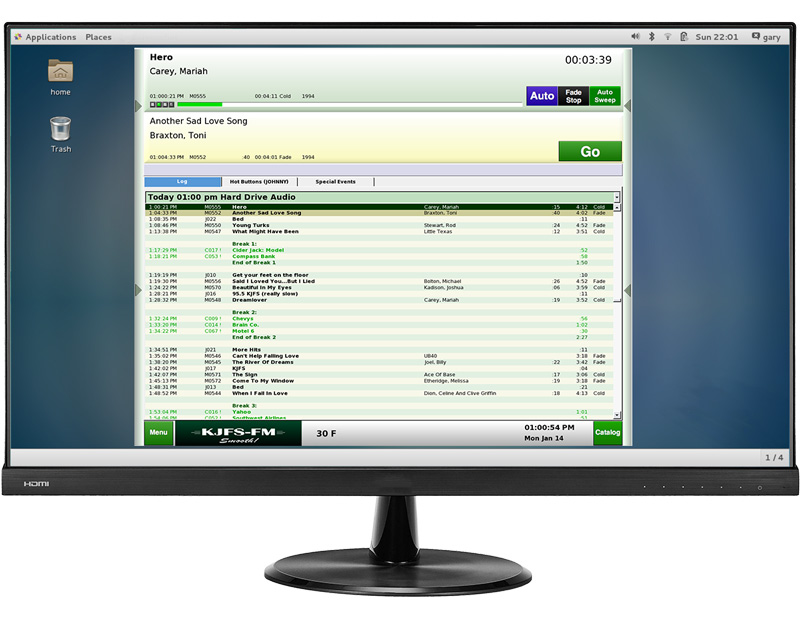 a computer monitor with CentOS running the Skylla application